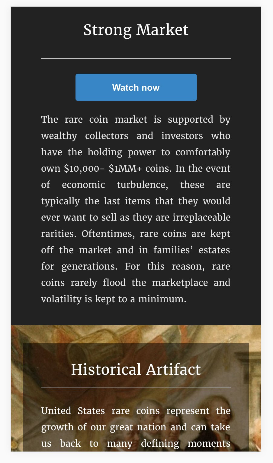 Hard Asset Management Mobile Invest Page