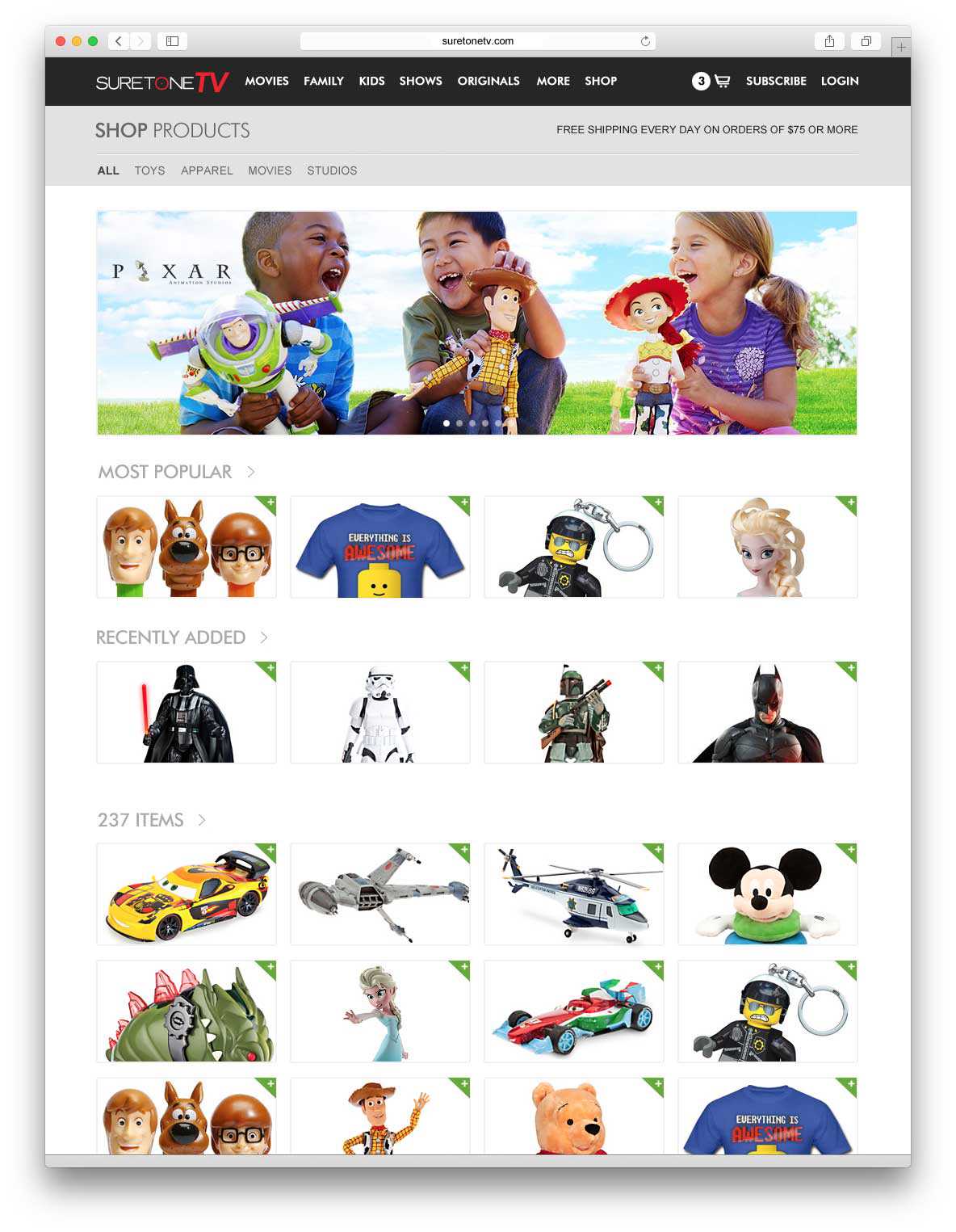 Suretone TV Network Shop Products Page