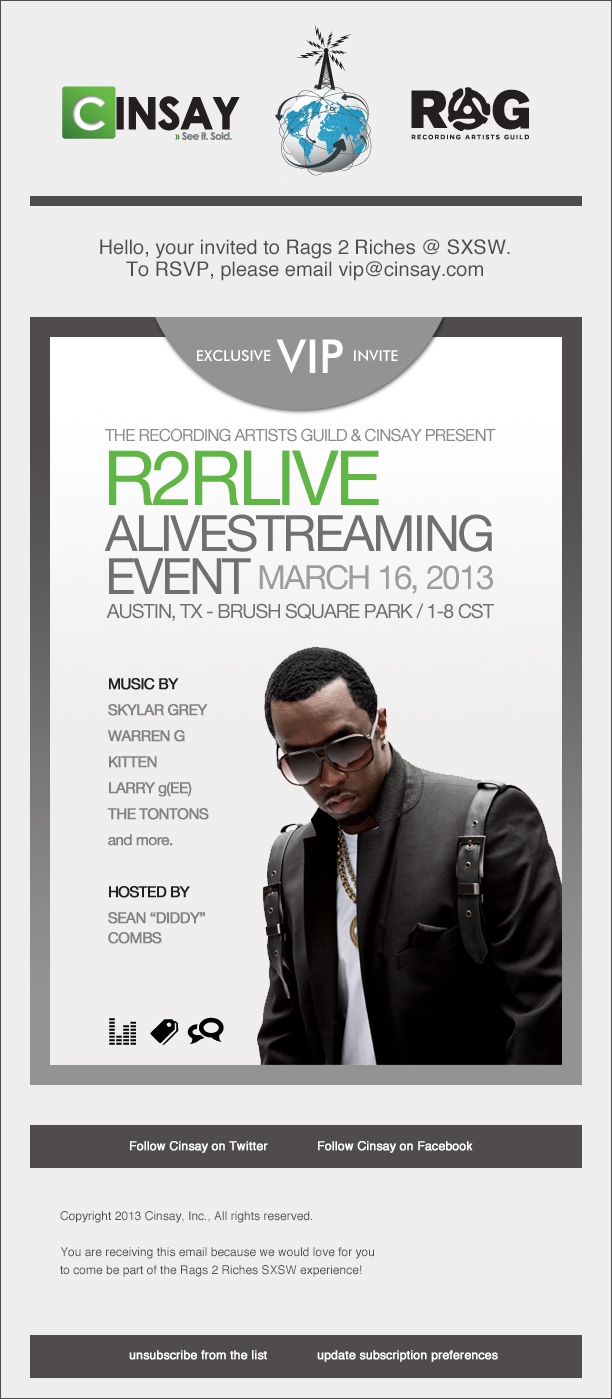 R2RLIVE Email VIP Invite